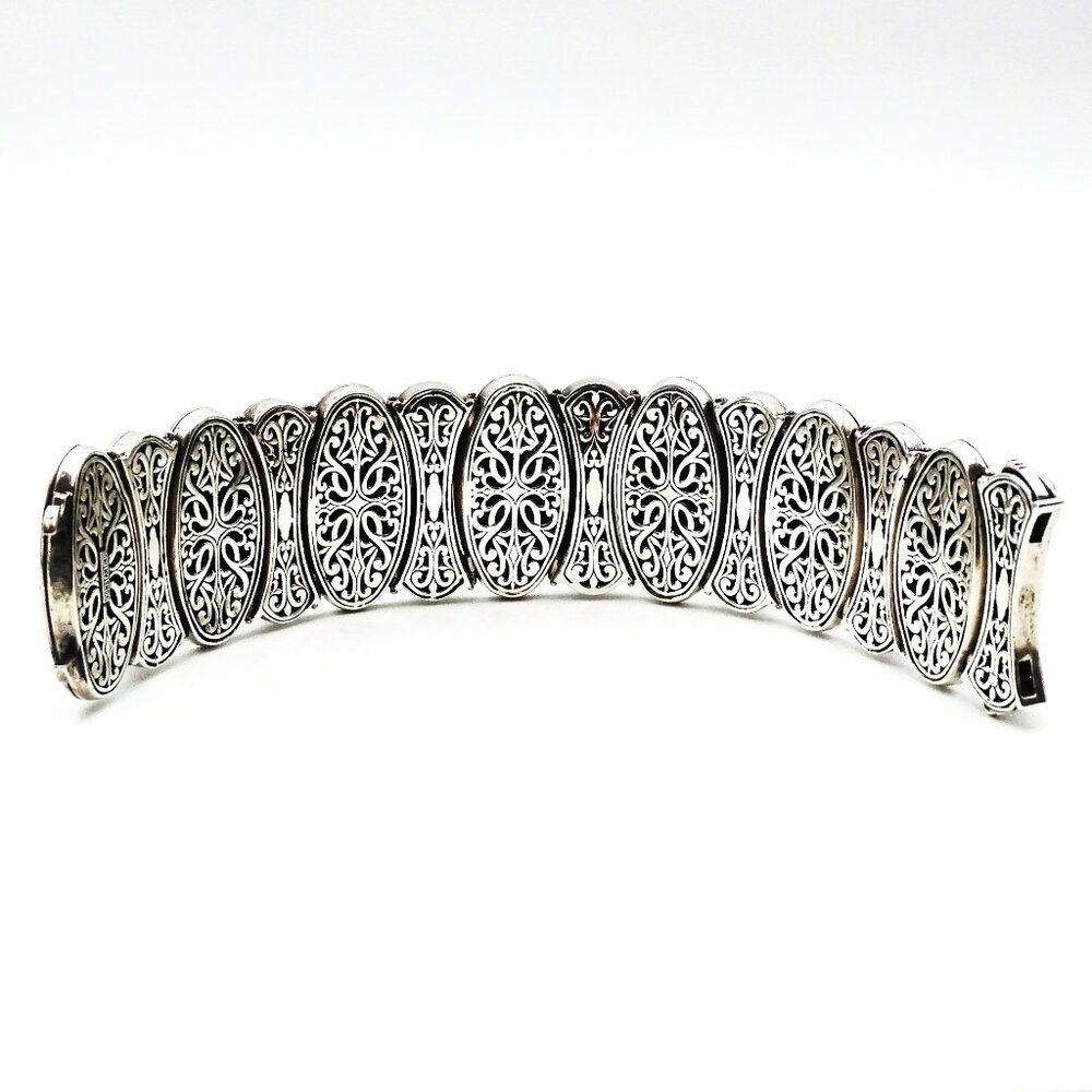 KONSTANTINO Sterling Silver 18K Gold Turquoise Wide Bangle Bracelet 149 Grams - Picture 14 of 15